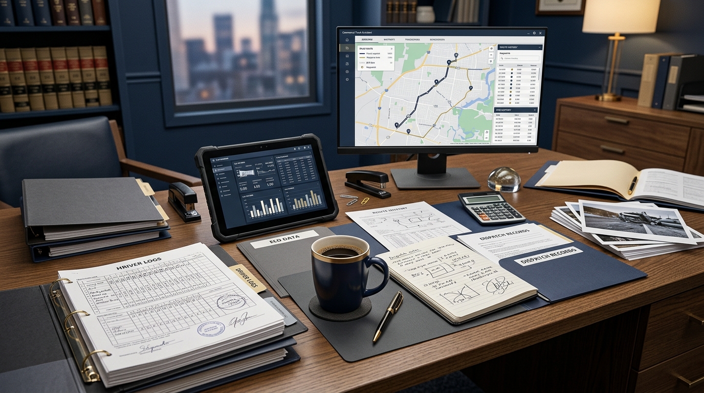 Truck driver fatigue evidence including ELD records and hours-of-service logs