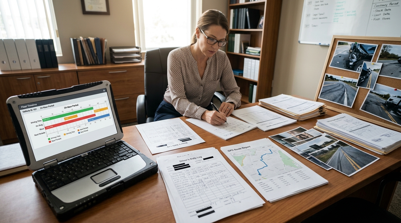 Truck accident investigation comparing ELD GPS and driver records